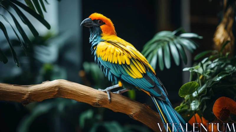 AI ART Colorful Parrot on Branch - Nature's Beauty Captured