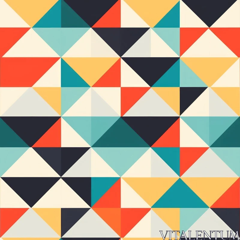 AI ART Colorful Retro Geometric Triangle Pattern