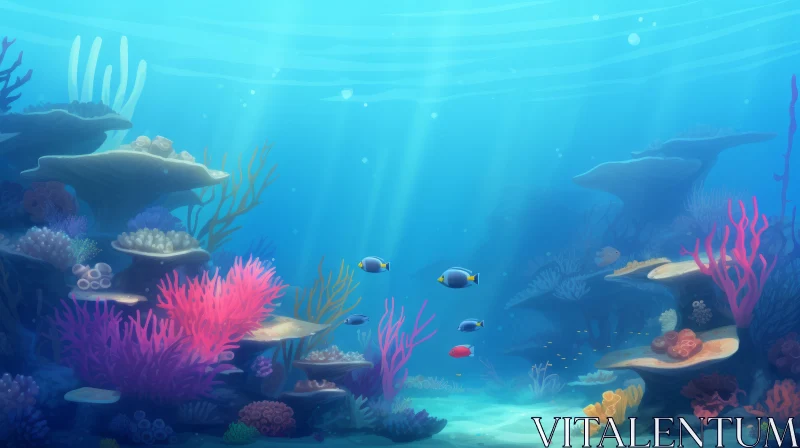 Enchanting Underwater Scene with Coral Reefs and Fish AI Image