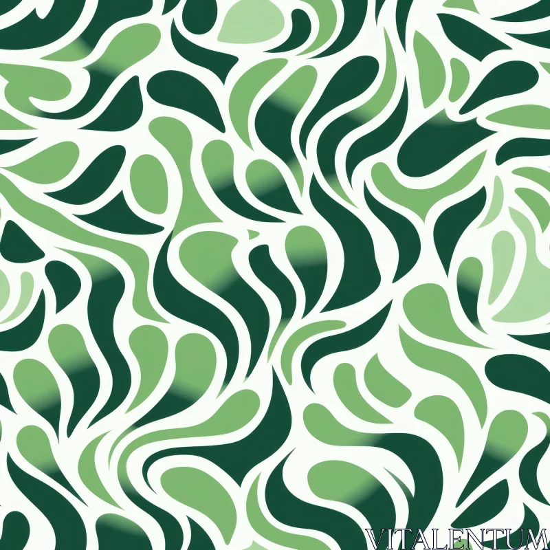 AI ART Green and White Geometric Wave Pattern