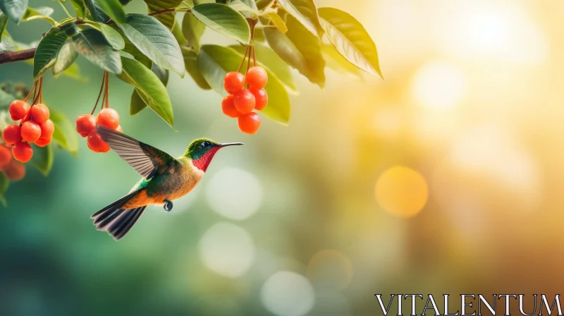 Hummingbird and Tree Branch: Nature's Beauty Captured AI Image
