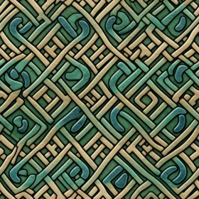 Intricate Celtic Knot Seamless Pattern - Blue Green Beige