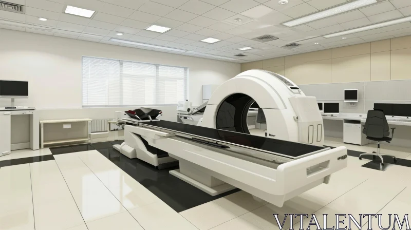 Modern Medical Room with PET Scanner - Diagnostic Imaging Technology AI Image