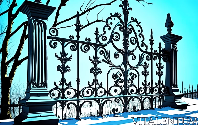 Ornate Gate in Snow - Illustration AI Image