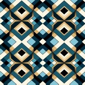 Retro Geometric Pattern in Blue, Green, and Cream