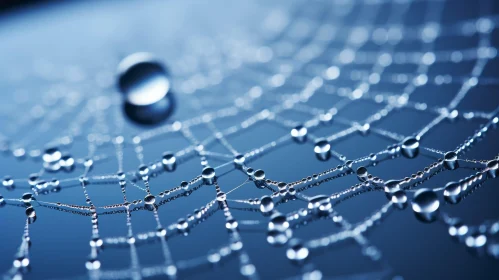 Spider Web with Water Droplets - Detailed Close-up