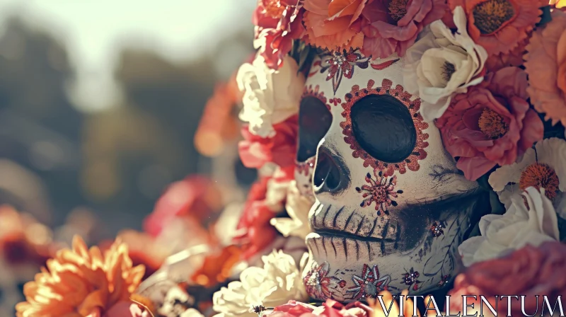 Traditional Mexican Sugar Skull: Celebrating the Day of the Dead AI Image