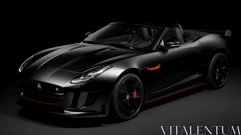 2015 Jaguar F-Type Roadster: Black and Red Scene with Fine Line Details AI Image