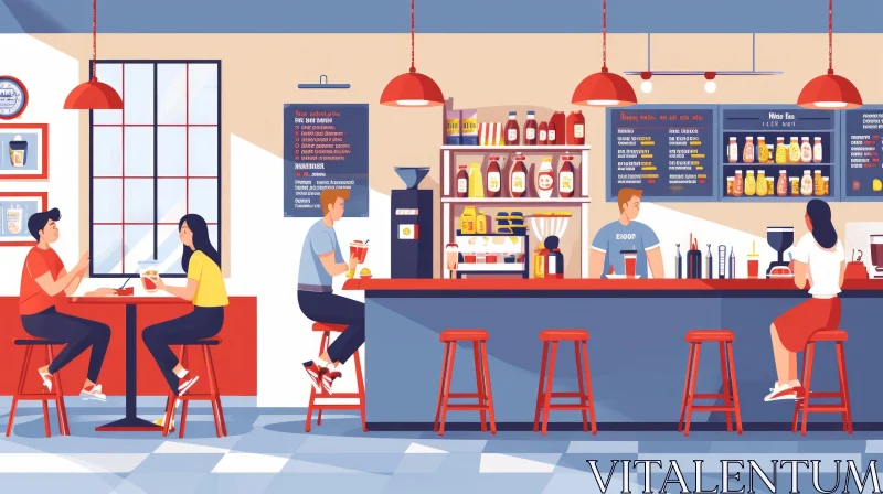 Captivating Coffee Shop Interior with Modern Decor AI Image