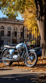 Classic Elegance: Captivating Motorbike in Light Azure and Silver