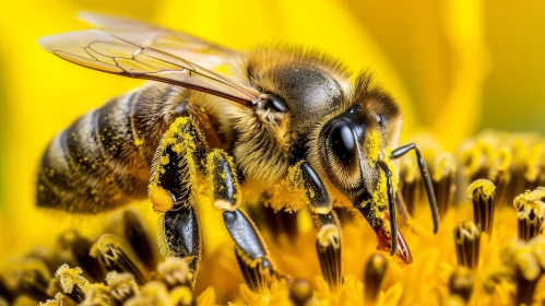 Close-Up Nature Photography: Honeybee on Sunflower