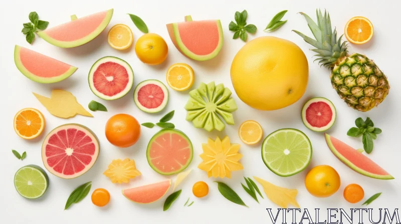 Colorful Citrus Fruits Flat Lay Composition AI Image