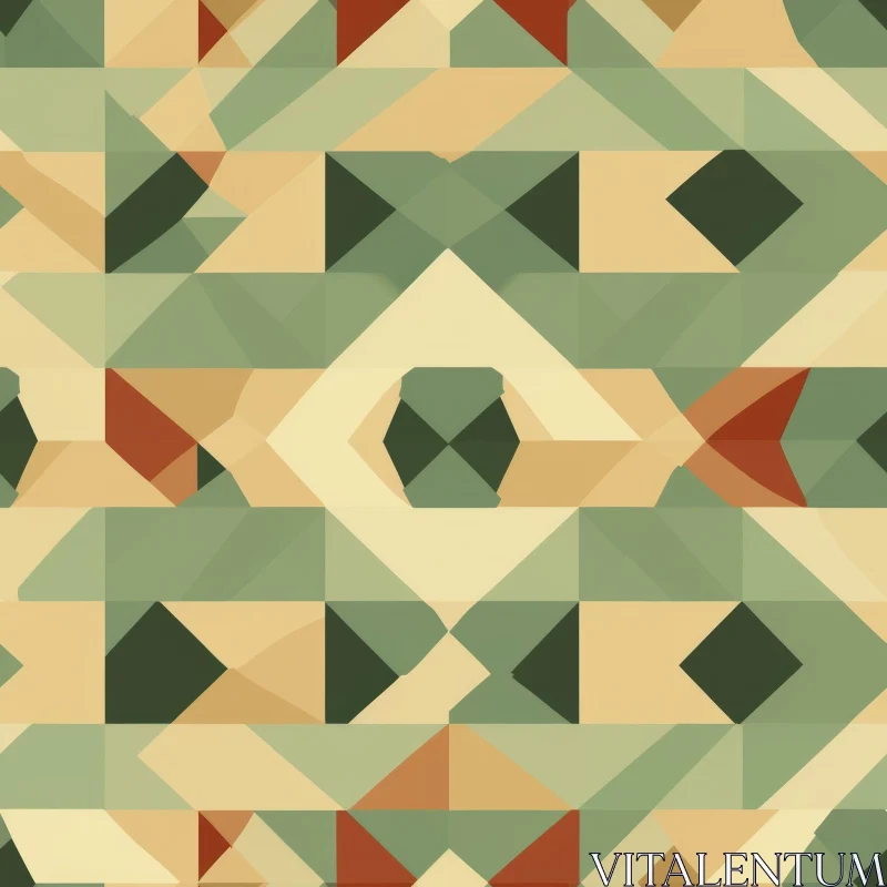 Geometric Retro Pattern in Olive Green and Mustard Yellow AI Image