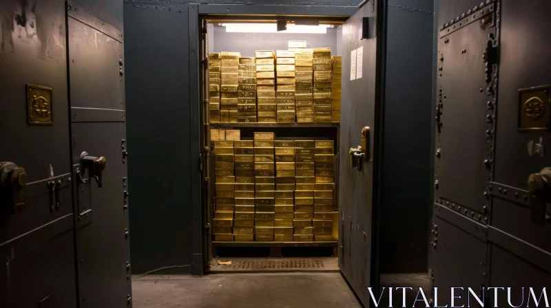 Golden Opulence: A Captivating View Inside a Bank Vault AI Image