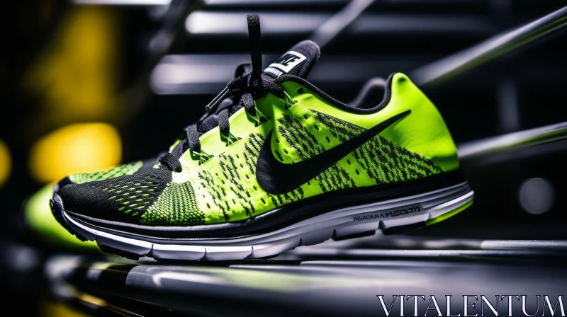 Green and Black Nike Running Shoe Close-up AI Image
