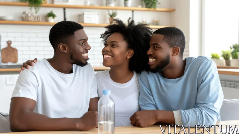 Heartwarming Moment: African American Friends Embracing and Smiling AI Image