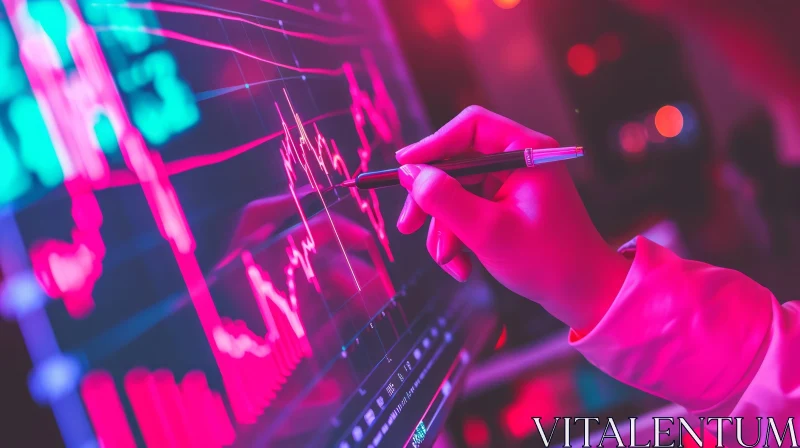 Intense Stock Trader Analyzing Market Data on Computer Screen AI Image