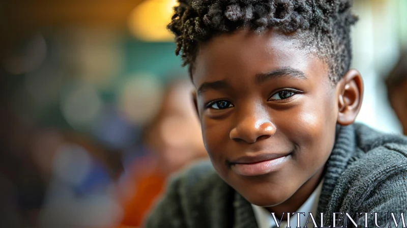 Joyful African-American Boy Smiling at Camera AI Image