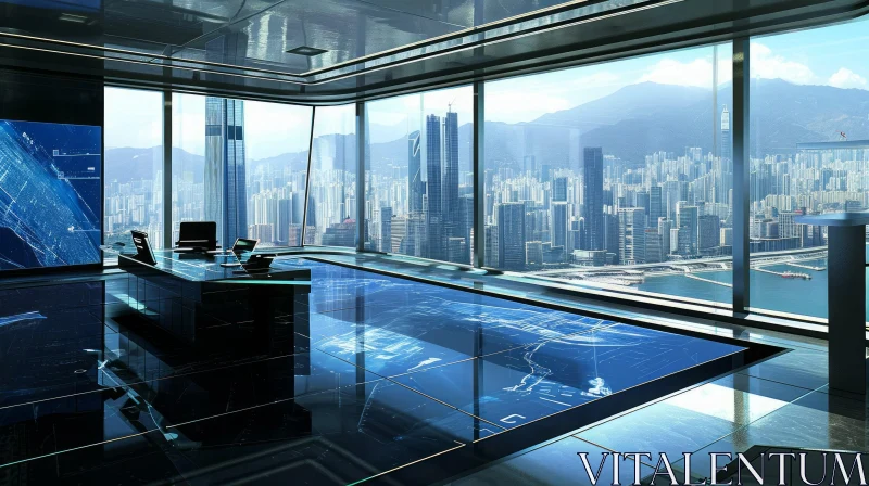 Luxurious and Sophisticated Futuristic Office Interior AI Image