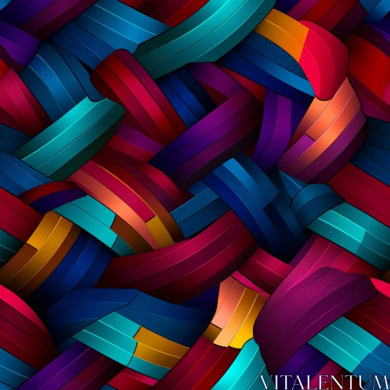 Multicolored Intertwined Ribbons Pattern | 3D Effect AI Image
