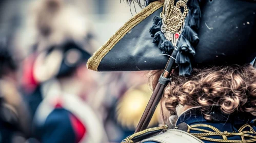 Napoleonic Era Fashion: Black Bicorne Hat with Gold Trim