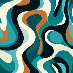 Retro Abstract Painting with Organic Forms