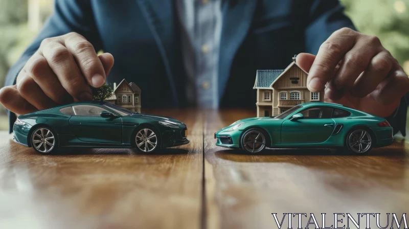 AI ART Captivating Image of a Man with Toy Cars and Houses