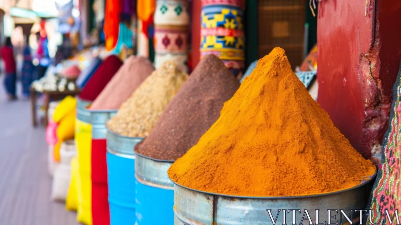 Close-up of Spices in a Colorful Market - Artistic Photography AI Image