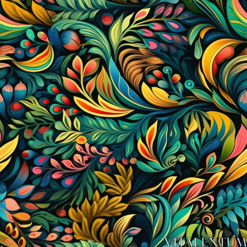 Colorful Floral Cartoon Pattern AI Image