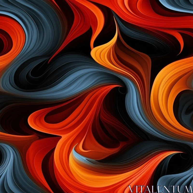 Dynamic Abstract Painting with Red, Orange, and Blue Colors AI Image