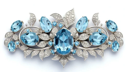 Elegant Silver Brooch with Blue Gemstones