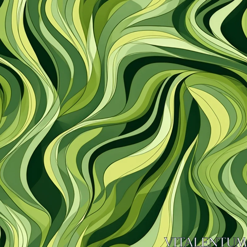 Green Waves Seamless Pattern for Design Projects AI Image