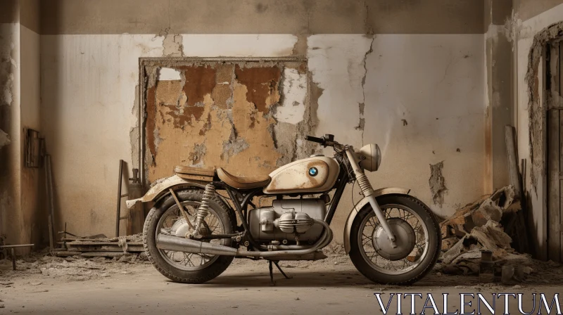 AI ART Old BMW Motorcycle Parked in Room | Realism with Surrealistic Elements