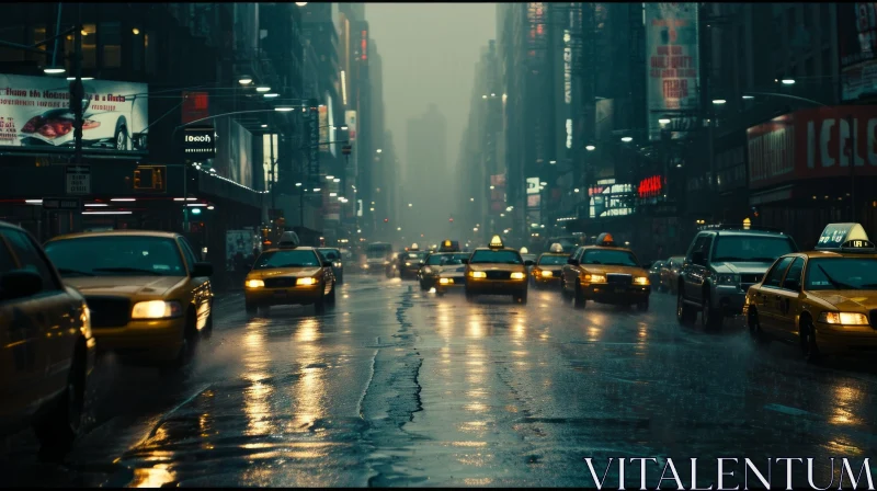 Rainy Street in New York City: A Captivating Urban Scene AI Image