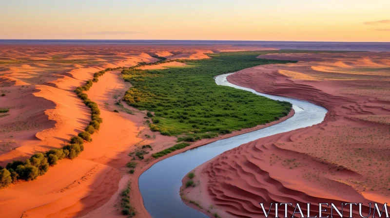Serene River in Desert Landscape AI Image