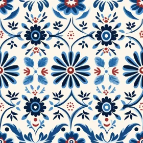 Blue & White Floral Pattern Inspired by Portuguese Tiles