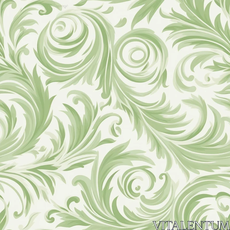 Elegant Floral Pattern on Light Green Background AI Image