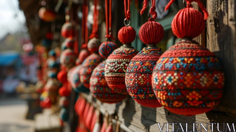 Handmade Woolen Balls on String: Colorful Embroidery | Crafts AI Image
