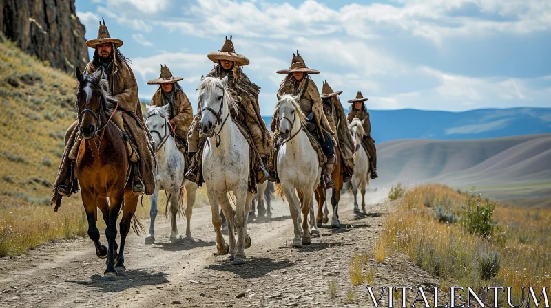 AI ART Horseback Riding in the Majestic Mountains