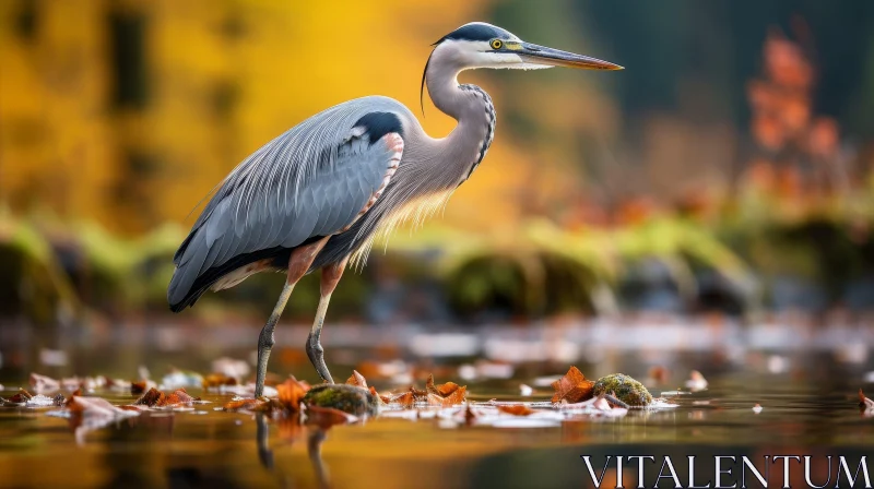 Majestic Blue Heron in River AI Image