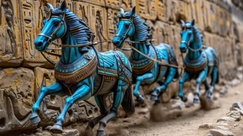 Majestic Blue Horses Pulling a Chariot | Stunning Artwork