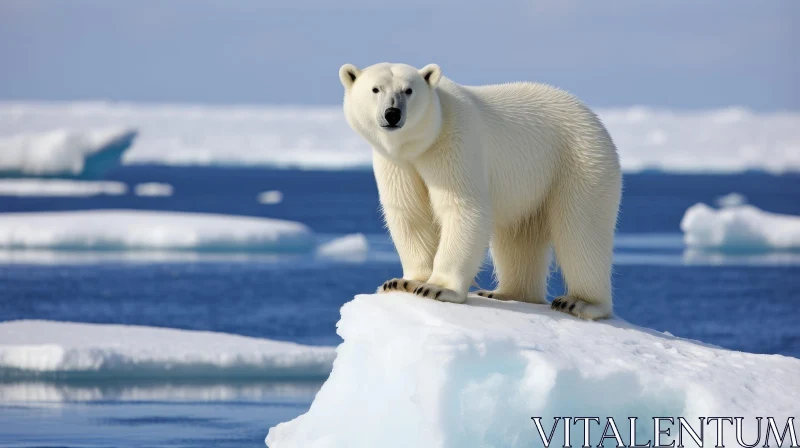 AI ART Majestic Polar Bear on Ice Floe in Arctic Ocean
