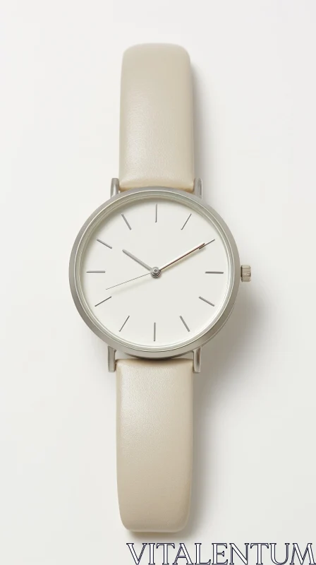 Minimalist Wristwatch with Beige Leather Strap AI Image