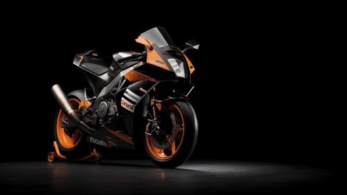 Orange Motorcycle on Black Background with Translucency