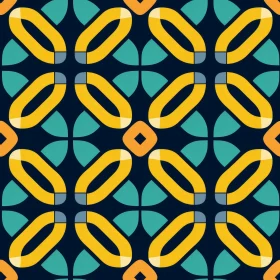 Retro Geometric Vector Pattern in Blue, Green, and Yellow