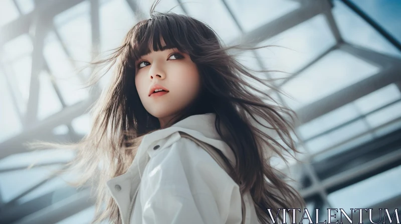 Serene Young Asian Woman Portrait AI Image