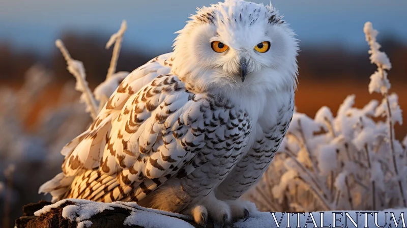 Snowy Owl in Snowy Forest: Wildlife Photography AI Image