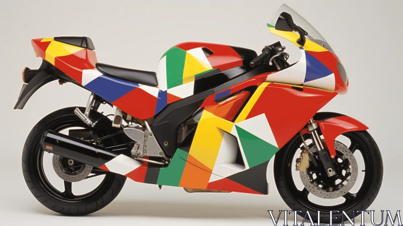 Tricolor Motorcycle: A Captivating Postmodern Deconstruction AI Image