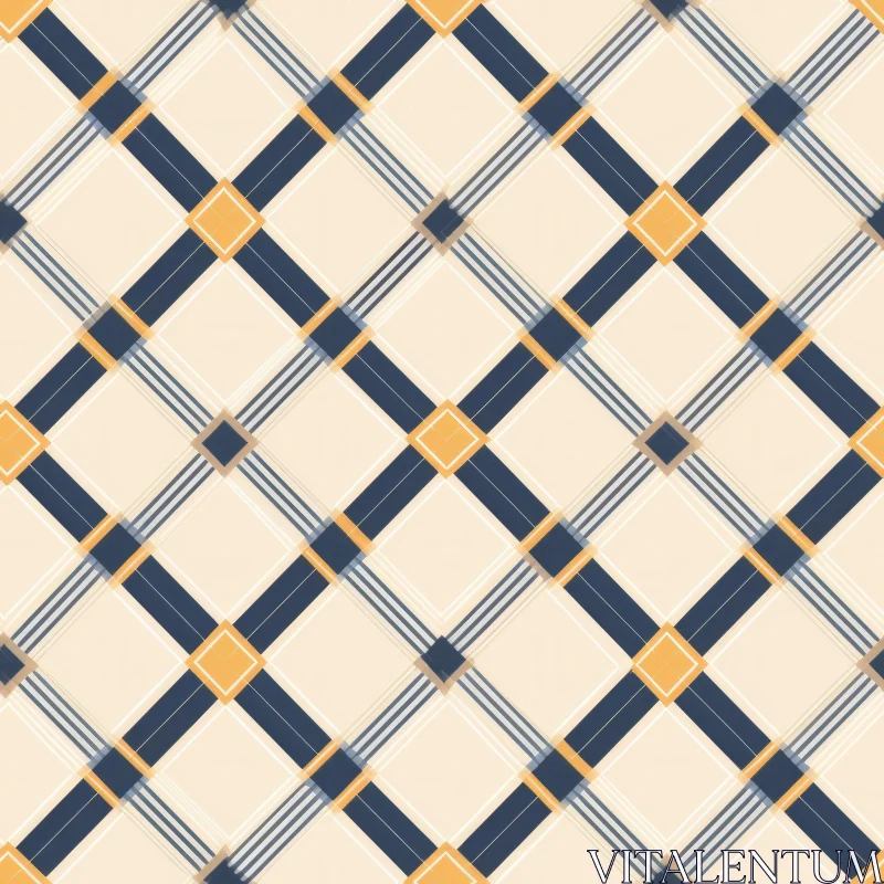 Blue and Yellow Geometric Pattern on Beige Background AI Image
