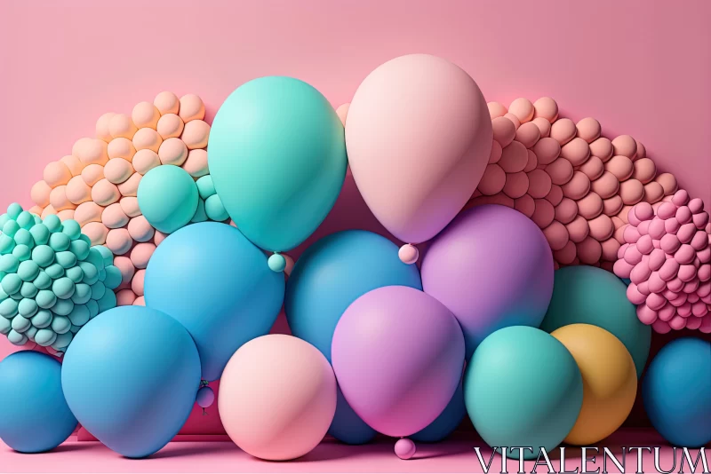 Colorful Balloons on Pink Background | 3D Rendering by Chris Sexton AI Image
